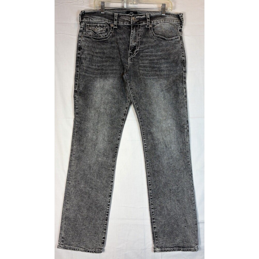 True Religion Jeans Ricky Big T Relaxed Straight Black Flap Pocket Men’s 36x32